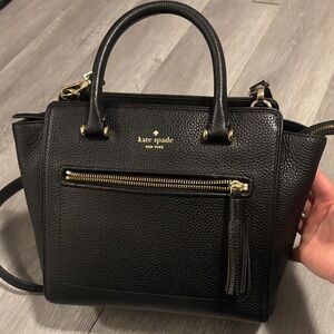 Kate Spade Chester Street Small Black Satchel with Gold Accents and Tassel